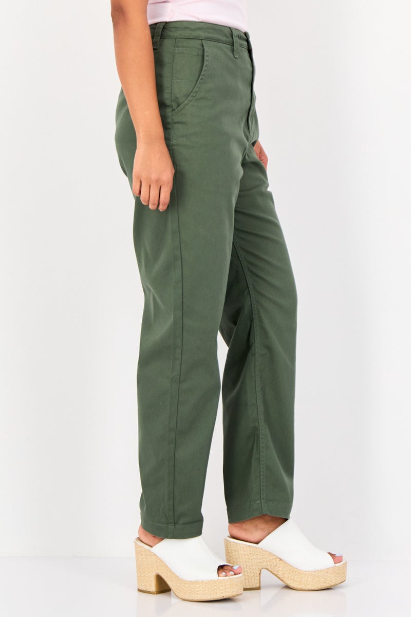 VANS Women Regular Fit Solid Chino Pants, Olive - Image 2